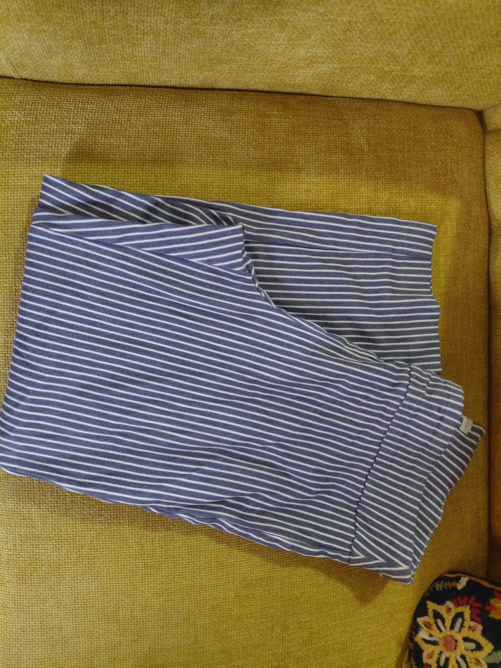 Van Heusen Blue and White Striped Knit Pants - Stretch Waist